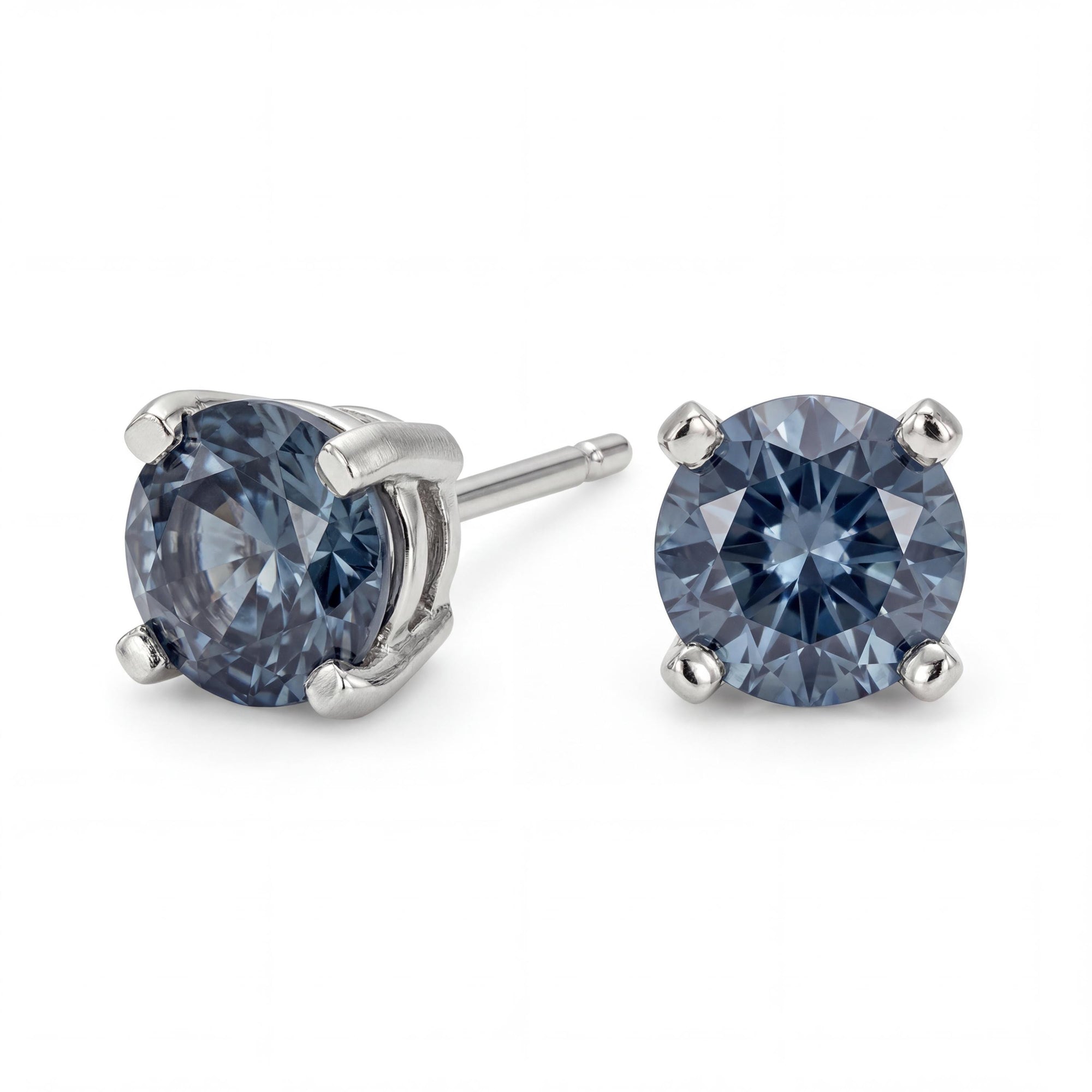 Natural Montana sapphire earrings 4mm blue gemstone studs in solid gold minimalist design