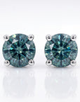 3.5mm teal green Montana sapphire stud earrings in 14k solid gold natural gemstone jewelry