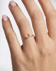 Genuine Diamond Crescent Moon Ring in 14k Gold