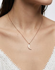 14k Solid Gold Crescent Moon Necklace, Celestial Gold Pendant Necklace, Minimal Moon Jewelry Gift for Her