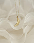 14k Solid Gold Crescent Moon Necklace, Celestial Gold Pendant Necklace, Minimal Moon Jewelry Gift for Her