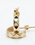 Geometric Textured Gold Huggies 14k Solid Gold