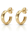 Geometric Textured Gold Huggies 14k Solid Gold - Melt'm Jewelry