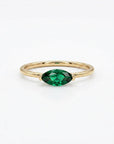 8x4mm lab grown emerald ring minimalist gold band stacking style