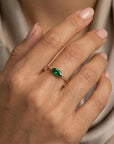 Marquise Lab Grown Emerald Ring 14k Gold, East West Emerald Ring, Minimalist Gold Ring - Melt'm Jewelry