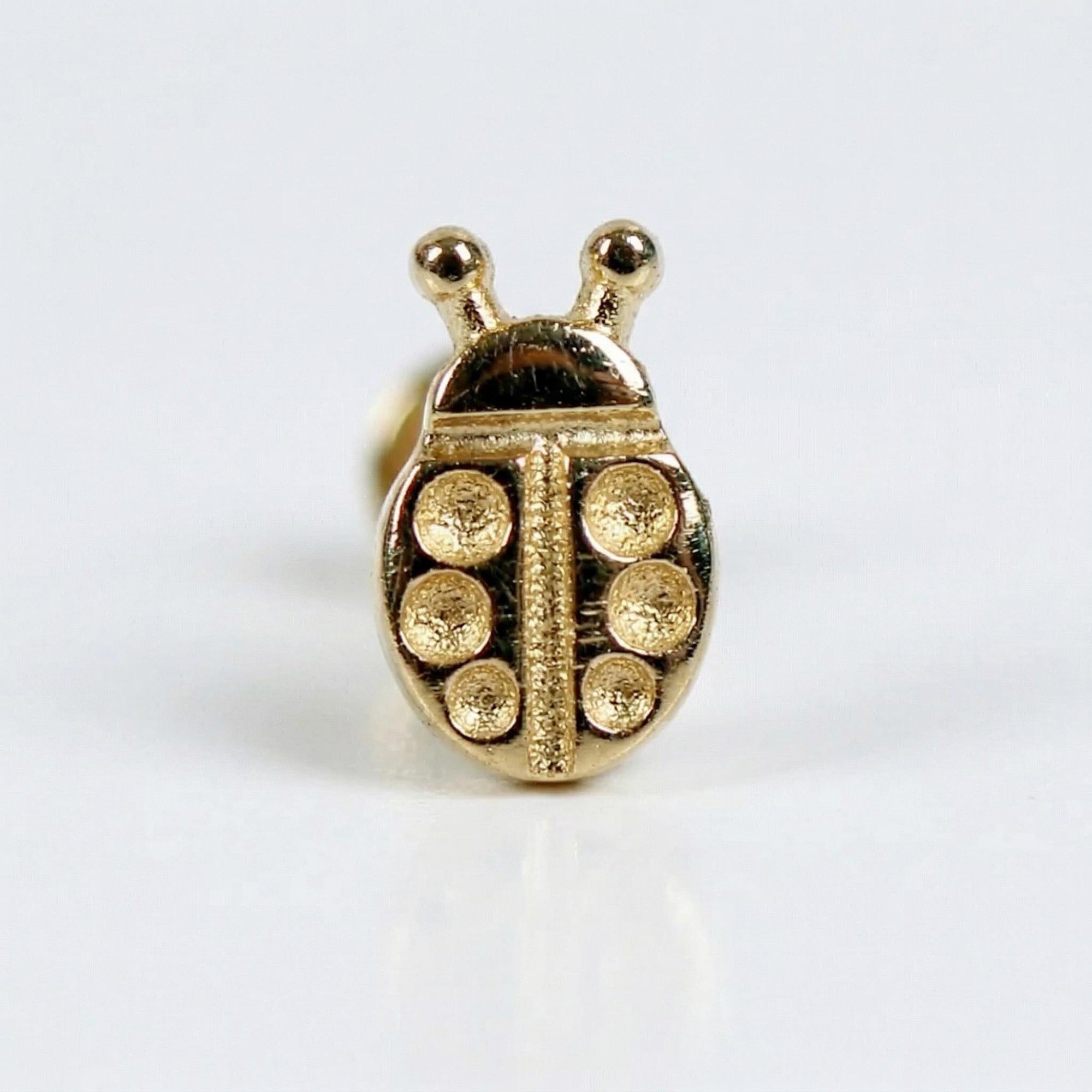 Ladybug Flat Back Earrings 14k Solid Gold, Lady Bird Stack Earrings in 14k Solid Gold - Melt'm Jewelry