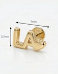 LA with Heart Logo Flat Back Earrings 14k Solid Gold - Melt'm Jewelry