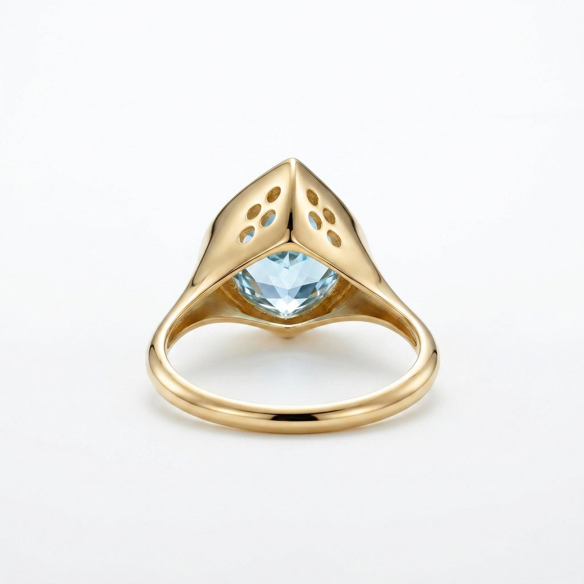 Fancy Cut Aquamarine Bezel Set Ring, Gold Statement Ring - Melt'm Jewelry