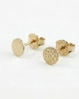 14k Solid Gold Stud Earrings - 4mm Hammered Disc Studs