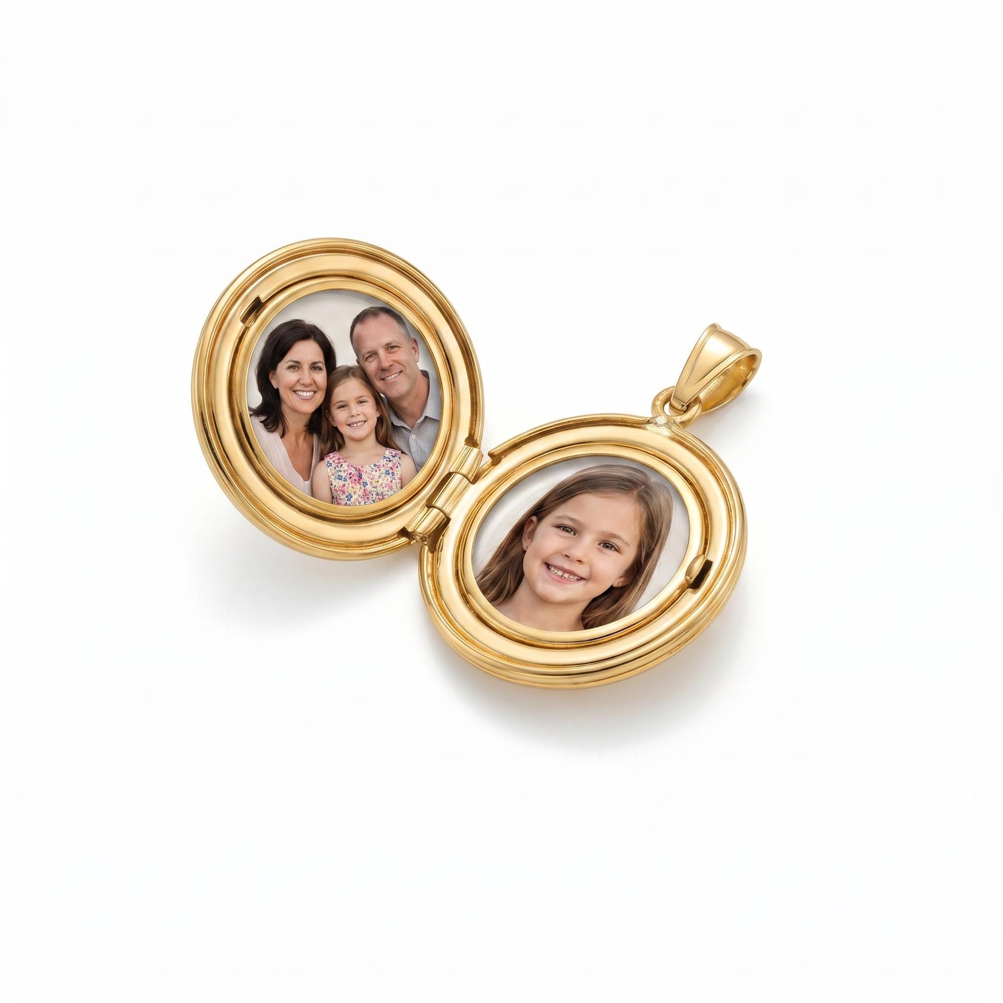 North Star Round Locket Necklace 14k Gold Filled - Photo Locket Pendant