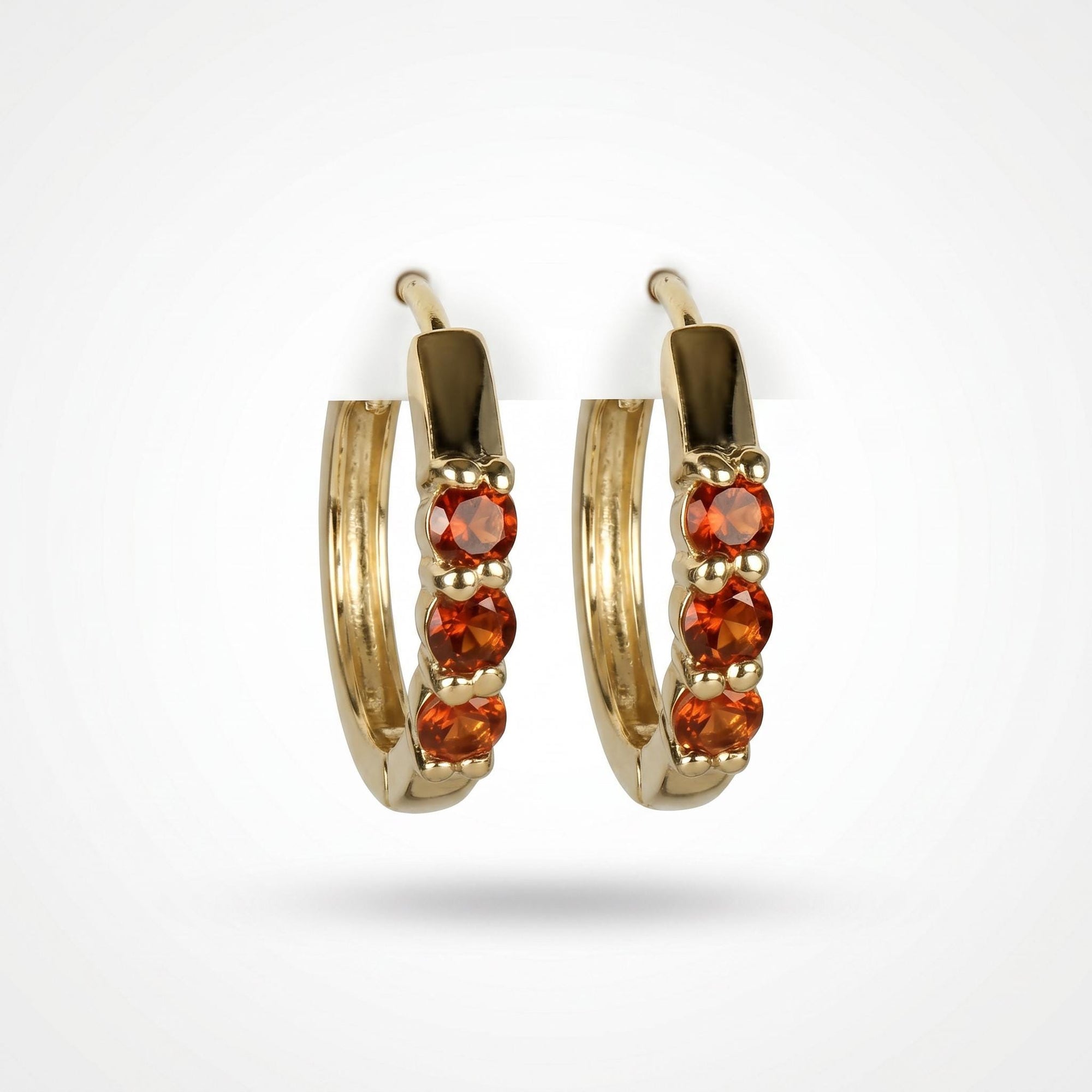 Garnet Huggie Hoop Earrings 14k Gold, Bridal Garnet Hoop Earrings - Melt'm Jewelry