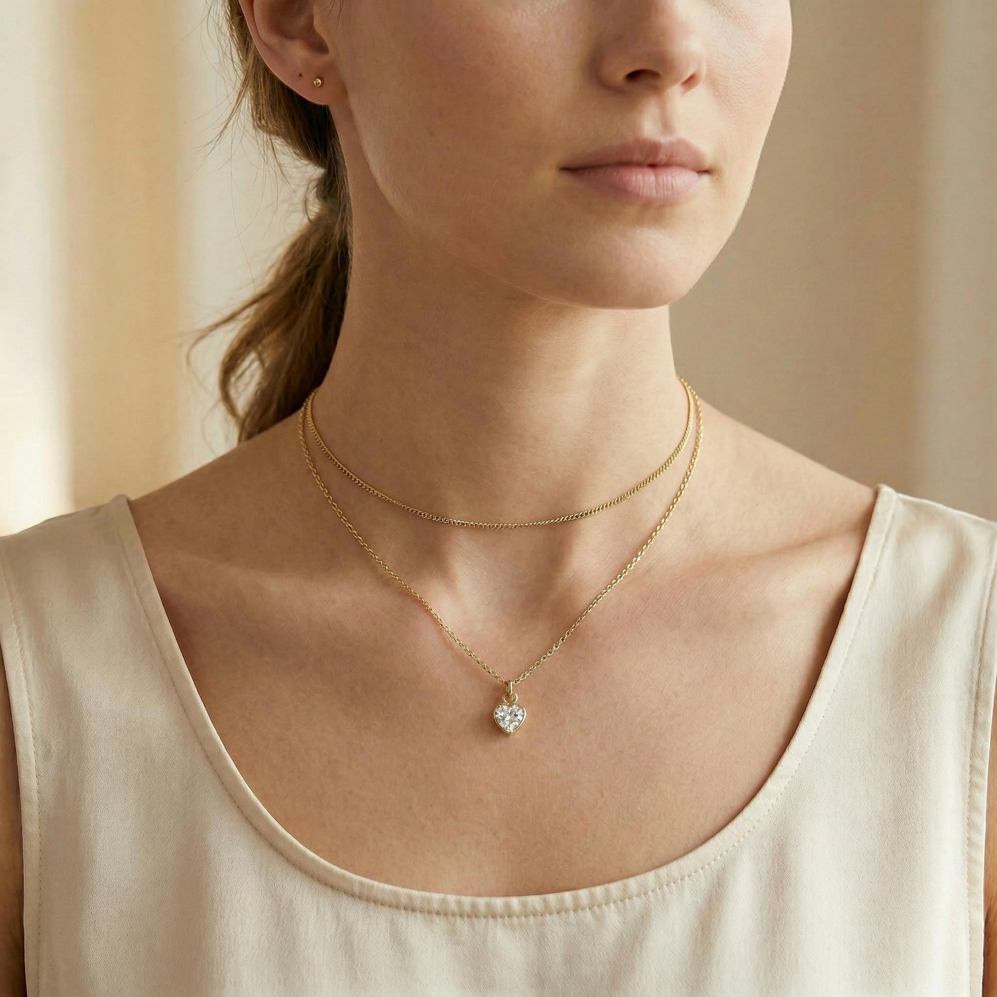 Heart White Topaz Charm or Necklace 14k Solid Gold - Melt'm Jewelry