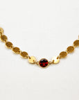 Gold Coin Chain Garnet Necklace, Garnet Choker - Melt'm Jewelry