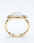 Ethiopian Opal Ring 14k Solid Gold – Diamond & Oval Opal Engagement Ring, Handmade October Birthstone Ring, Anniversary Gift for Her - Melt'm Jewelry