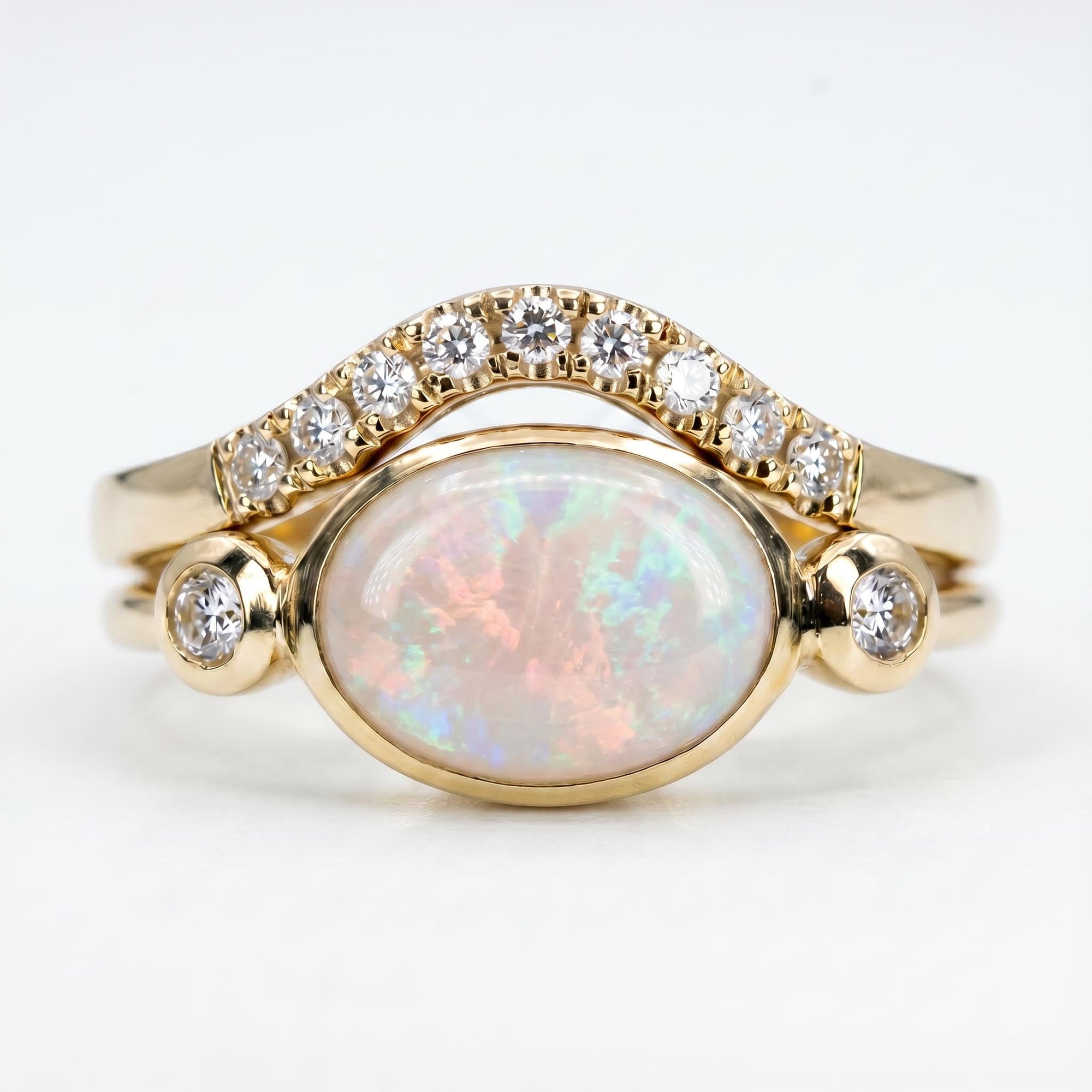 Ethiopian Opal Ring 14k Solid Gold – Diamond &amp; Oval Opal Engagement Ring, Handmade October Birthstone Ring, Anniversary Gift for Her