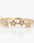 Diamond Star Ring 14k Gold – Five Star Celestial Wedding Band, Natural Diamond Stacking Ring, Dainty Gold Star Band Gift for Her