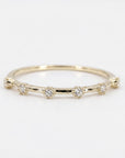 Dainty Diamond Ring 14k Solid Gold – Milgrain Bezel Set 6 Diamond Minimalist Stacking Dot Ring Gift for Her - Melt'm Jewelry