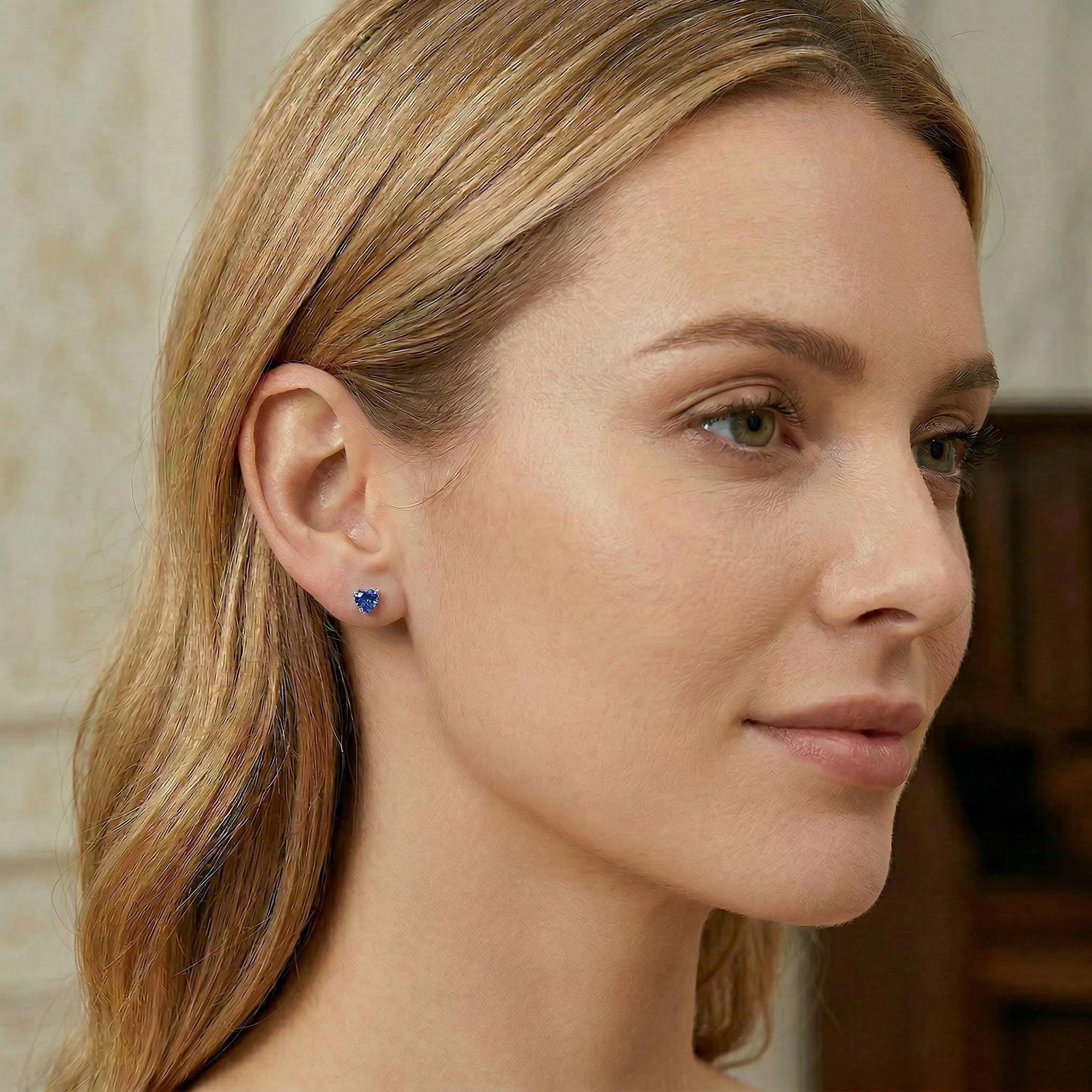 heart shaped sapphire earrings elegant bridal jewelry gift