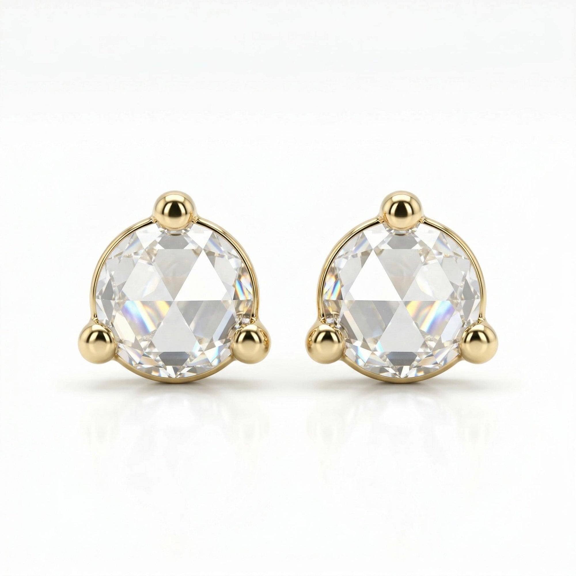 Rose Cut Diamond Earrings in 14k Gold