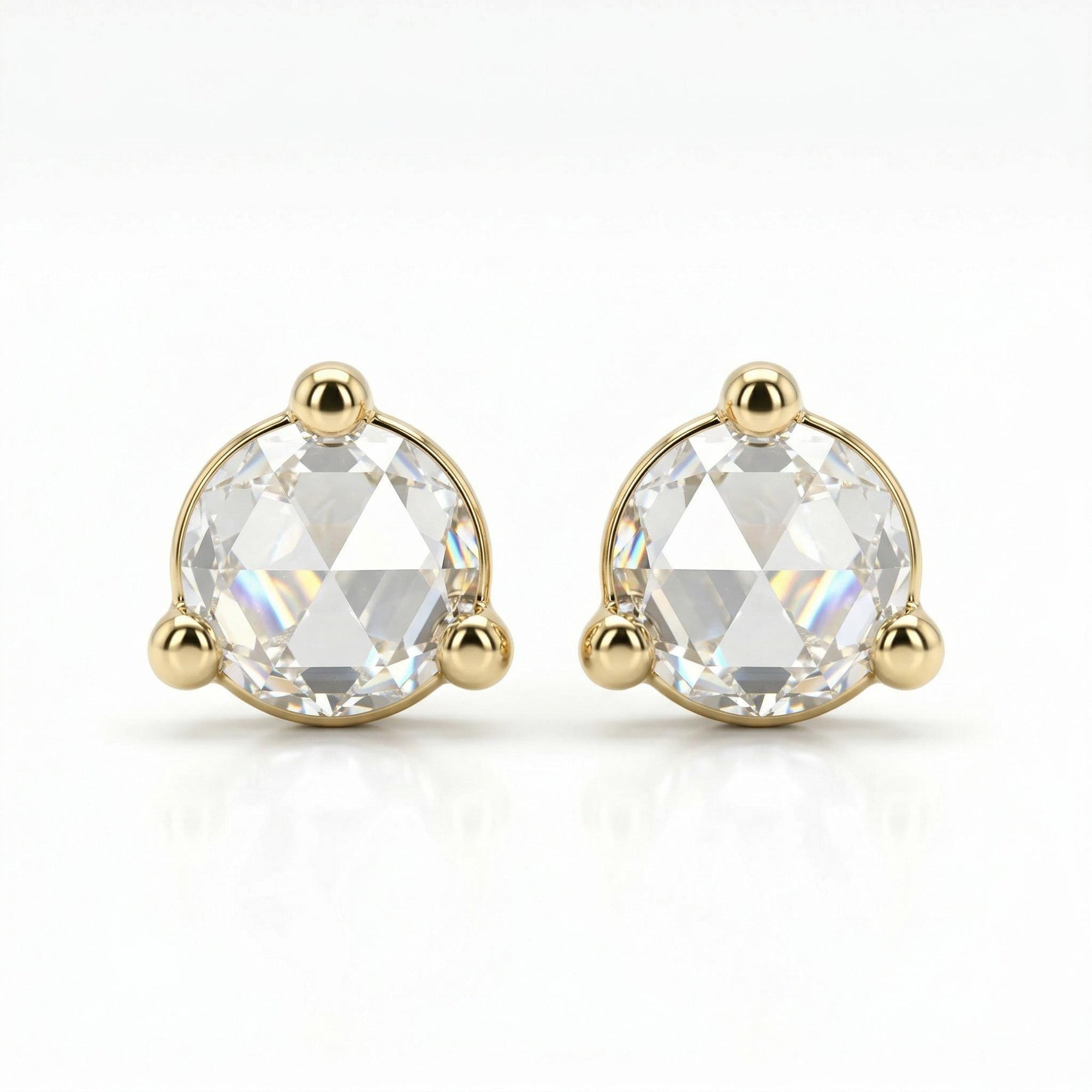 Rose Cut Diamond Earrings in 14k Gold - Melt'm Jewelry