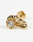 Wing Flat Back Earrings 14k Solid Gold