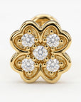 Four Leaf Clover Cz Flat Back Stud 14k Solid Gold, Luck Symbol Stack Earring - Melt'm Jewelry