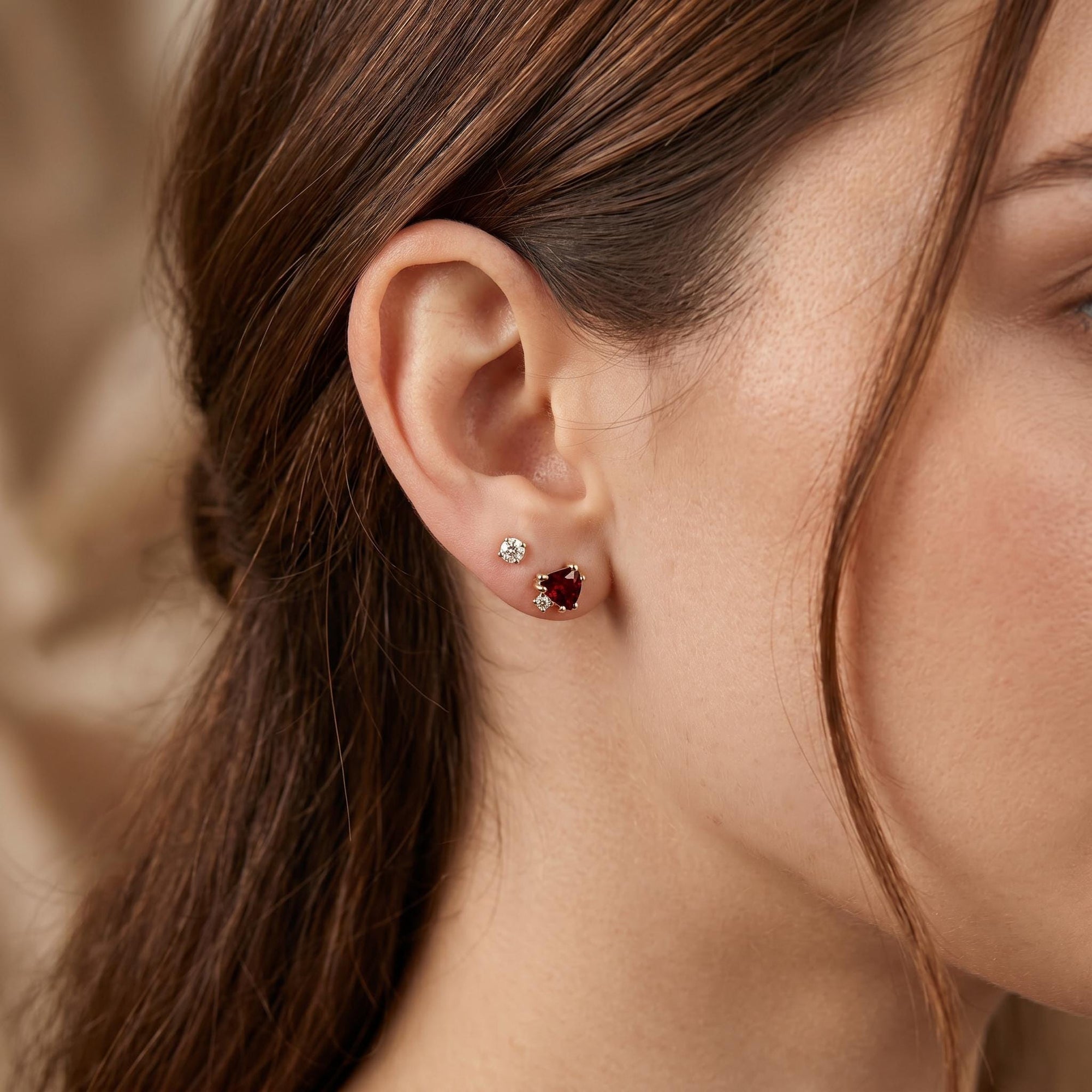 14k Gold White Sapphire Earrings, Minimalist Earrings, White Sapphire Bridal Earrings - Melt'm Jewelry