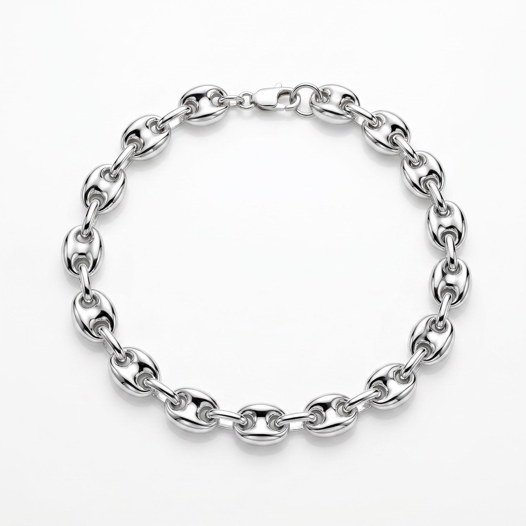 Sterling Silver 6.3 mm Puffy Mariner Chain Bracelet | Unisex Anchor Link