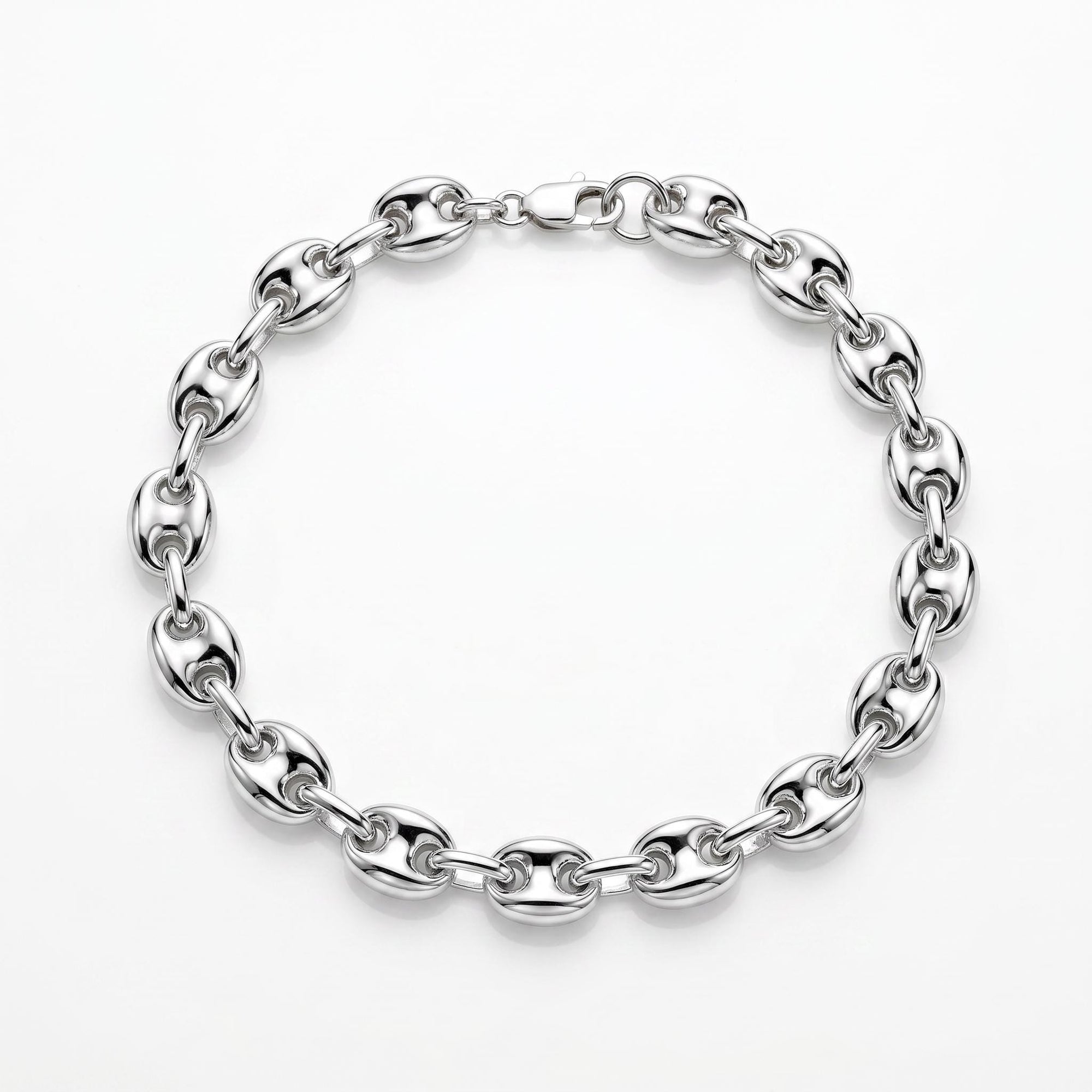 Sterling Silver 6.3 mm Puffy Mariner Chain Bracelet | Unisex Anchor Link - Melt'm Jewelry