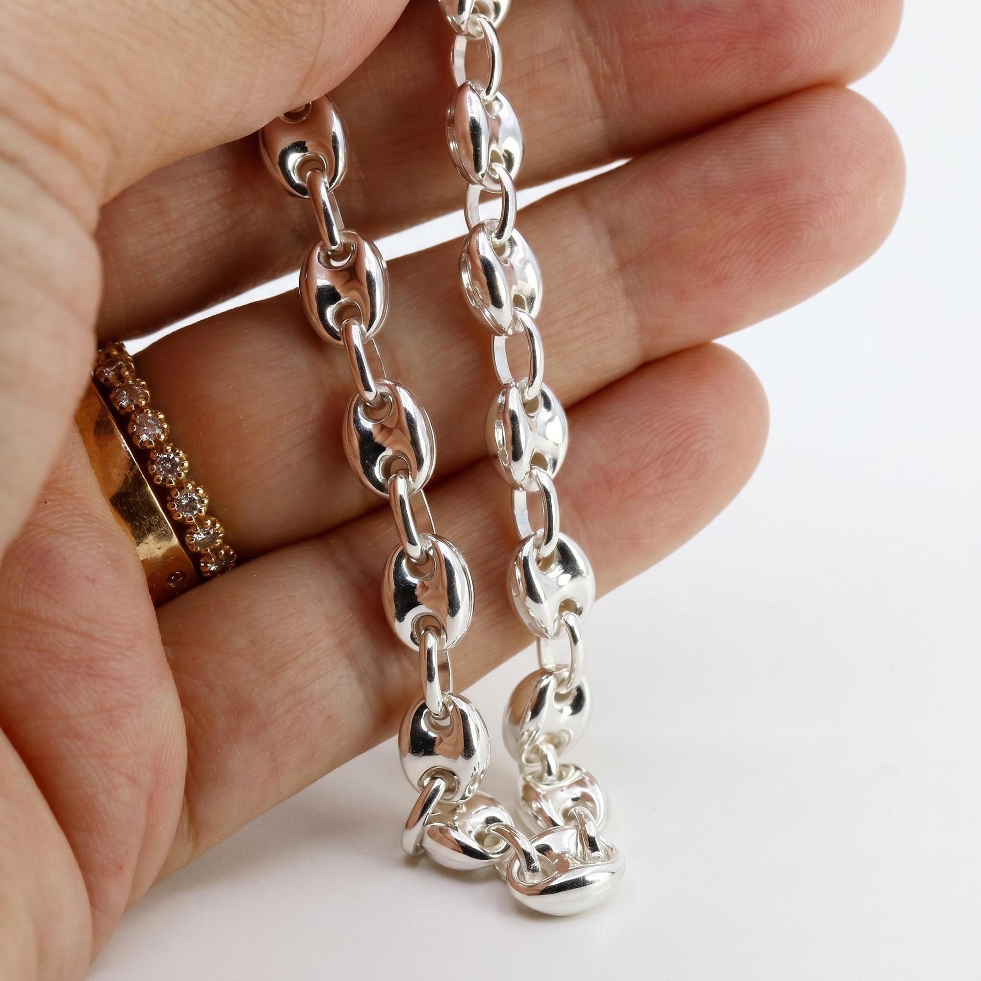 Sterling Silver 6.3 mm Puffy Mariner Chain Bracelet | Unisex Anchor Link