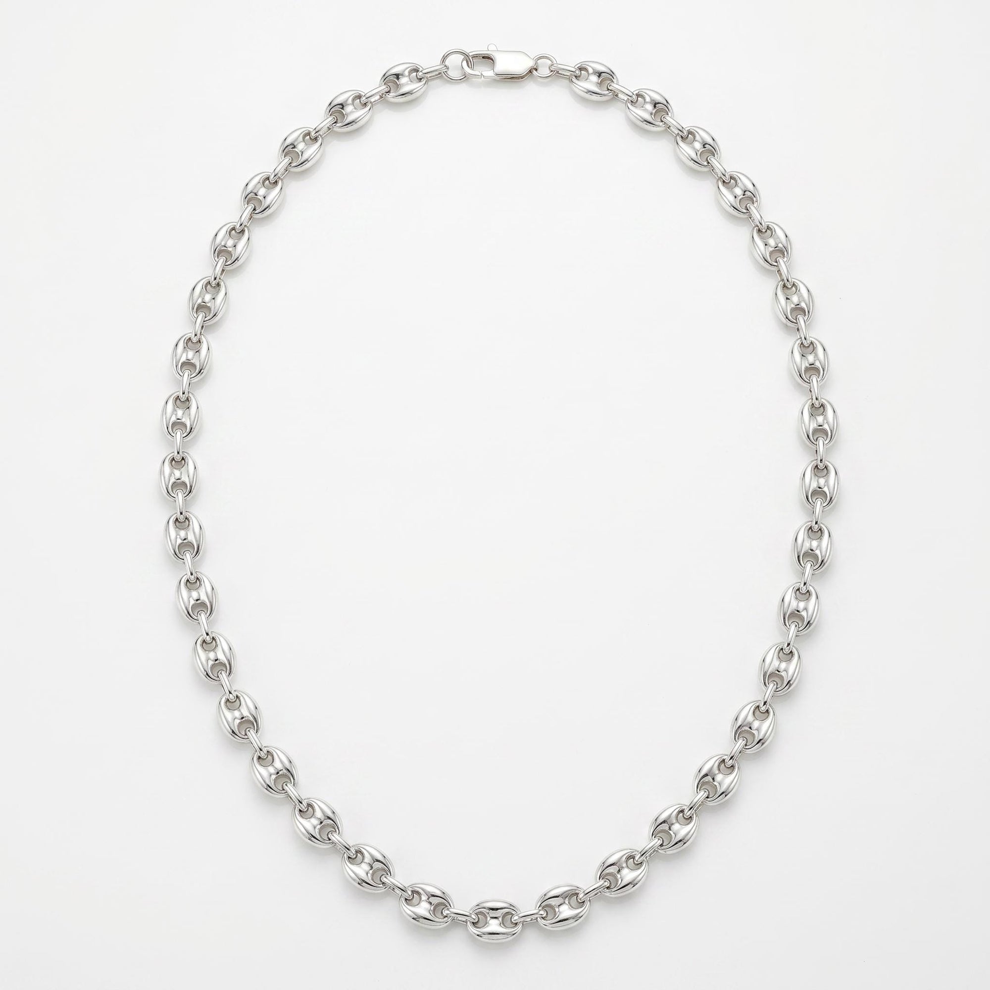 Sterling Silver Puffy Mariner Chain Necklace | Unisex Anchor Link, Modern Everyday Style - Melt'm Jewelry