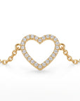 Diamond Heart Bracelet in 14k Gold