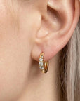 Lab Grown Diamond Huggie Hoop Earrings 14k Gold, 2mm Diamond Trio Hoops