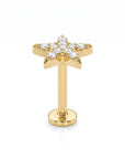 CZ Diamond Star Earring 14k Solid Gold, Internally Threaded Flat Back Earring (SINGLE) - Melt'm Jewelry