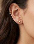 CZ Diamond Star Earring 14k Solid Gold, Internally Threaded Flat Back Earring (SINGLE)