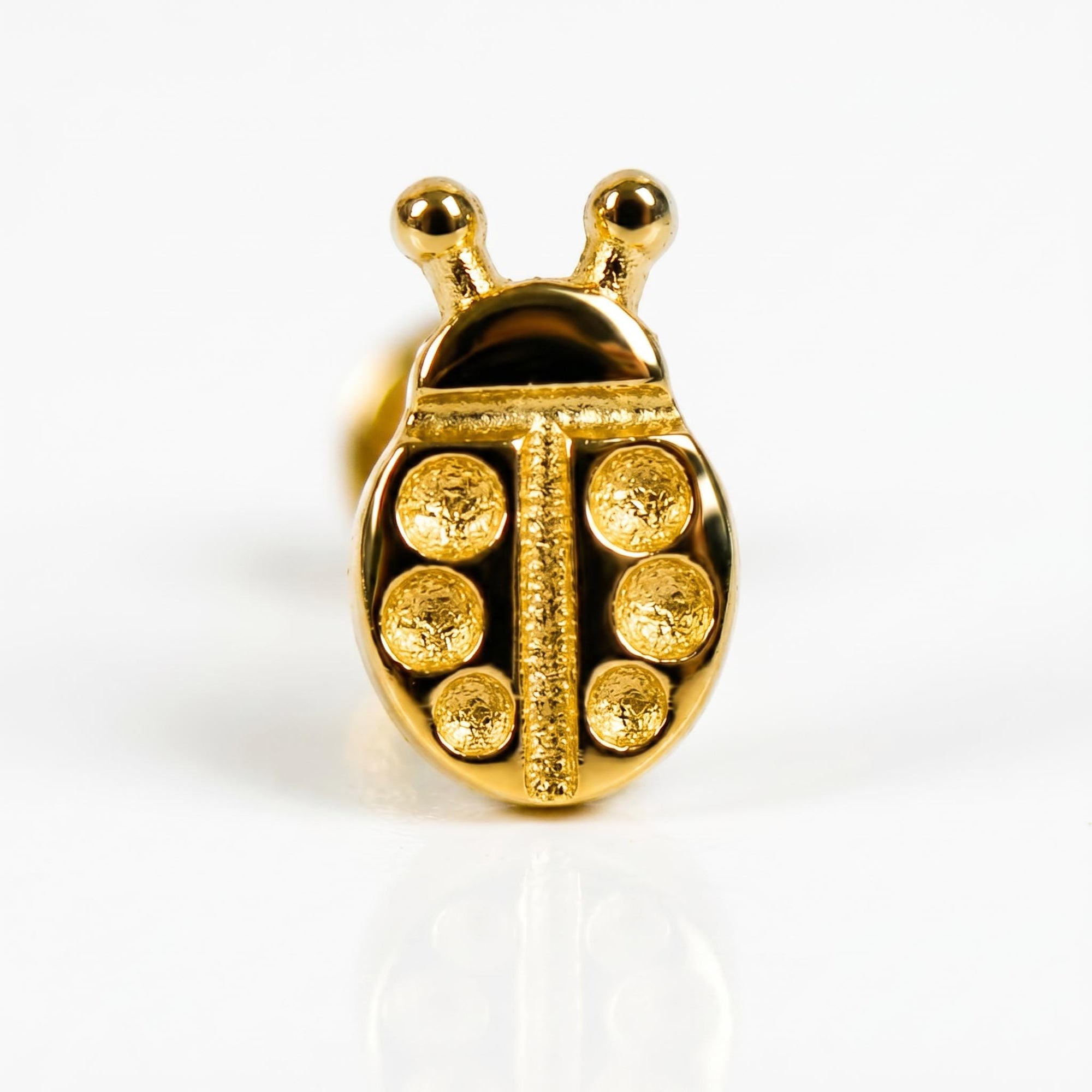 Ladybug Flat Back Earrings 14k Solid Gold, Lady Bird Stack Earrings in 14k Solid Gold - Melt'm Jewelry