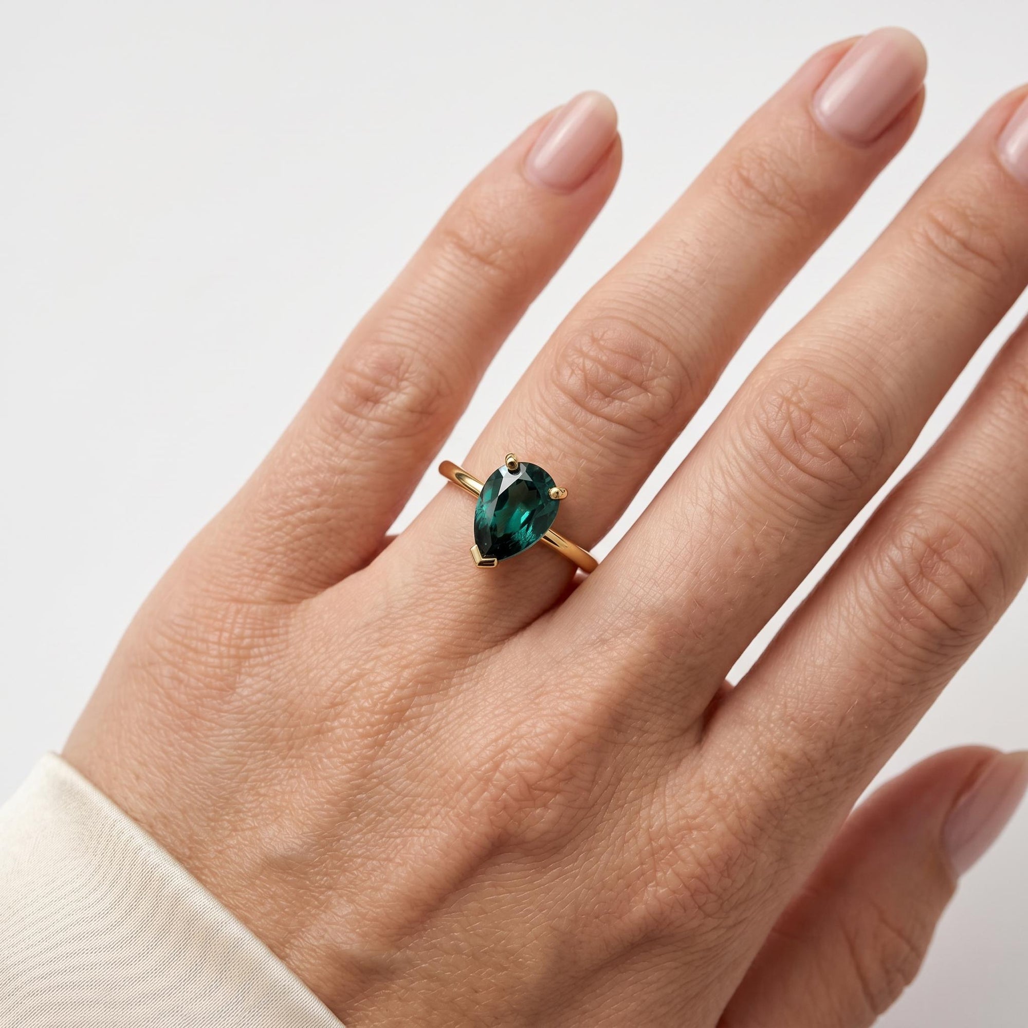 Pear Cut Emerald Ring 14k Gold
