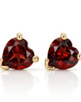 Garnet Heart Stud Earrings 14k Gold - Melt'm Jewelry