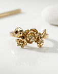 14k Gold Floral Leaf Ring – Nature Inspired Art Nouveau Bouquet Ring - Melt'm Jewelry