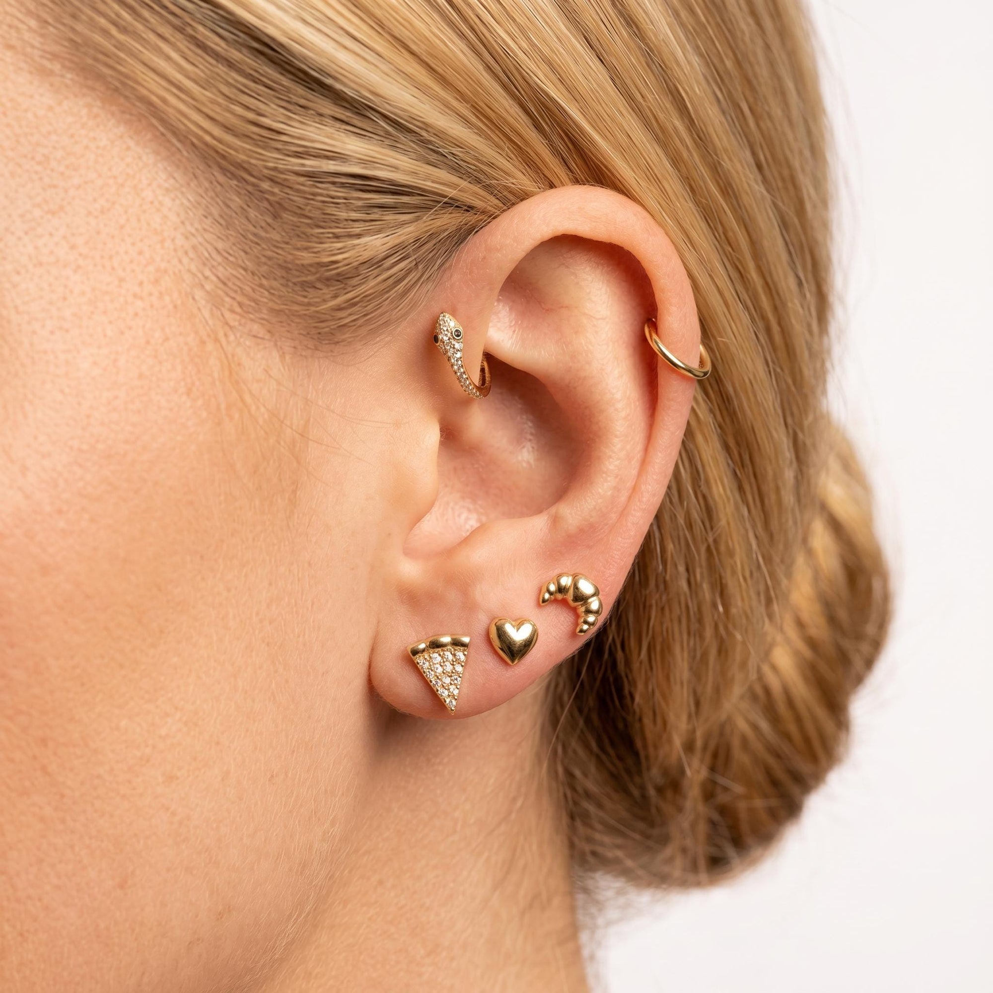 Heart Flat Back Earrings 14k Solid Gold (SINGLE or PAIR) - Melt'm Jewelry