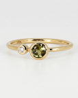 Diamond & Green Tourmaline Ring 14k Gold - Melt'm Jewelry