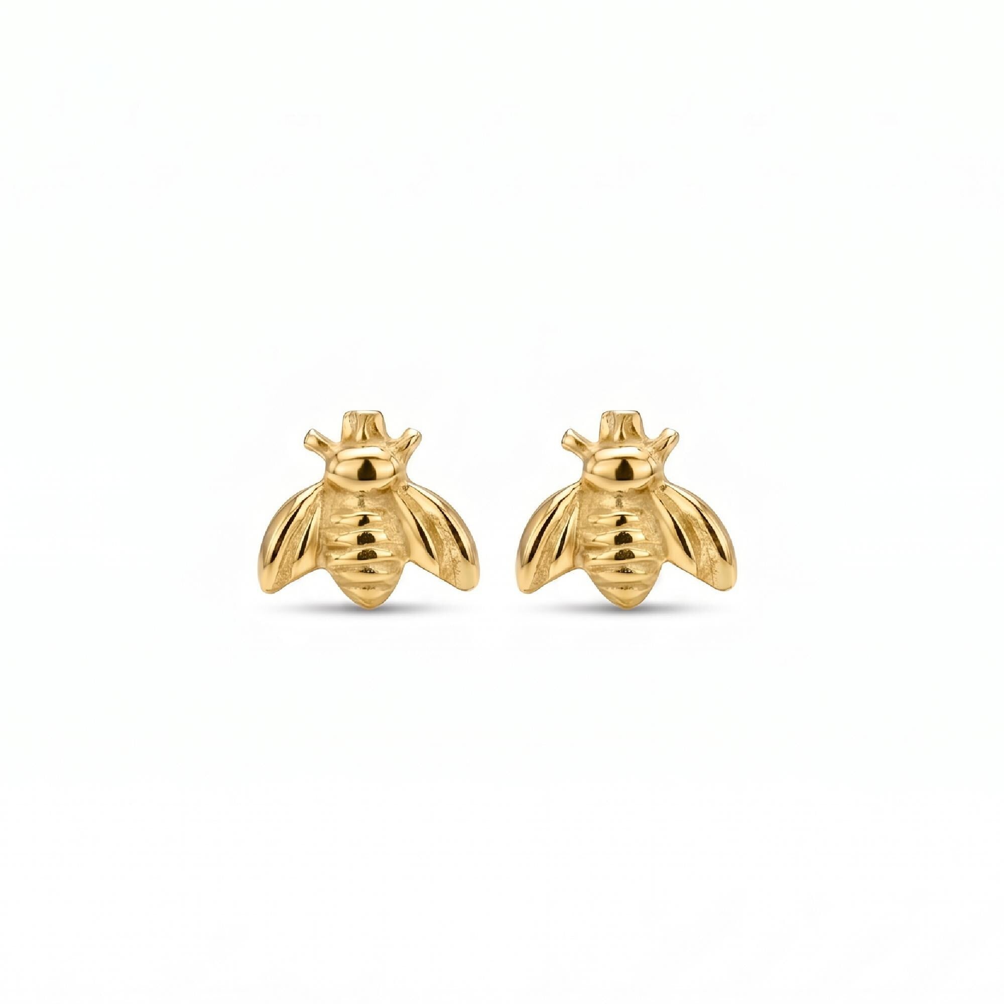 14k Gold Bee Stud Earrings