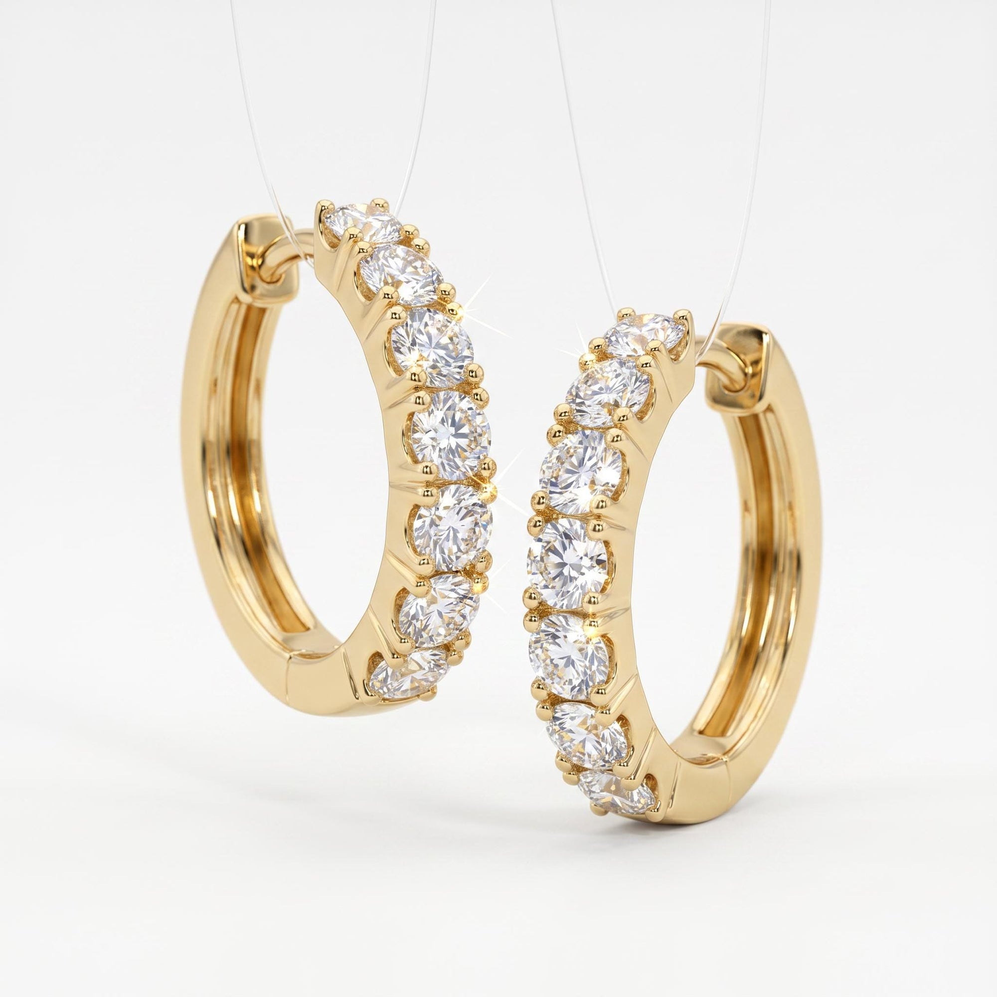 14k Gold Diamond Huggie Hoop Earrings (SINGLE or PAIR)