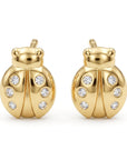 Diamond Lady Bug Stud Earrings in 14k Gold - Melt'm Jewelry