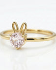 October Birthstone Bunny Ring 14k Gold - Opal or Pink Tourmaline