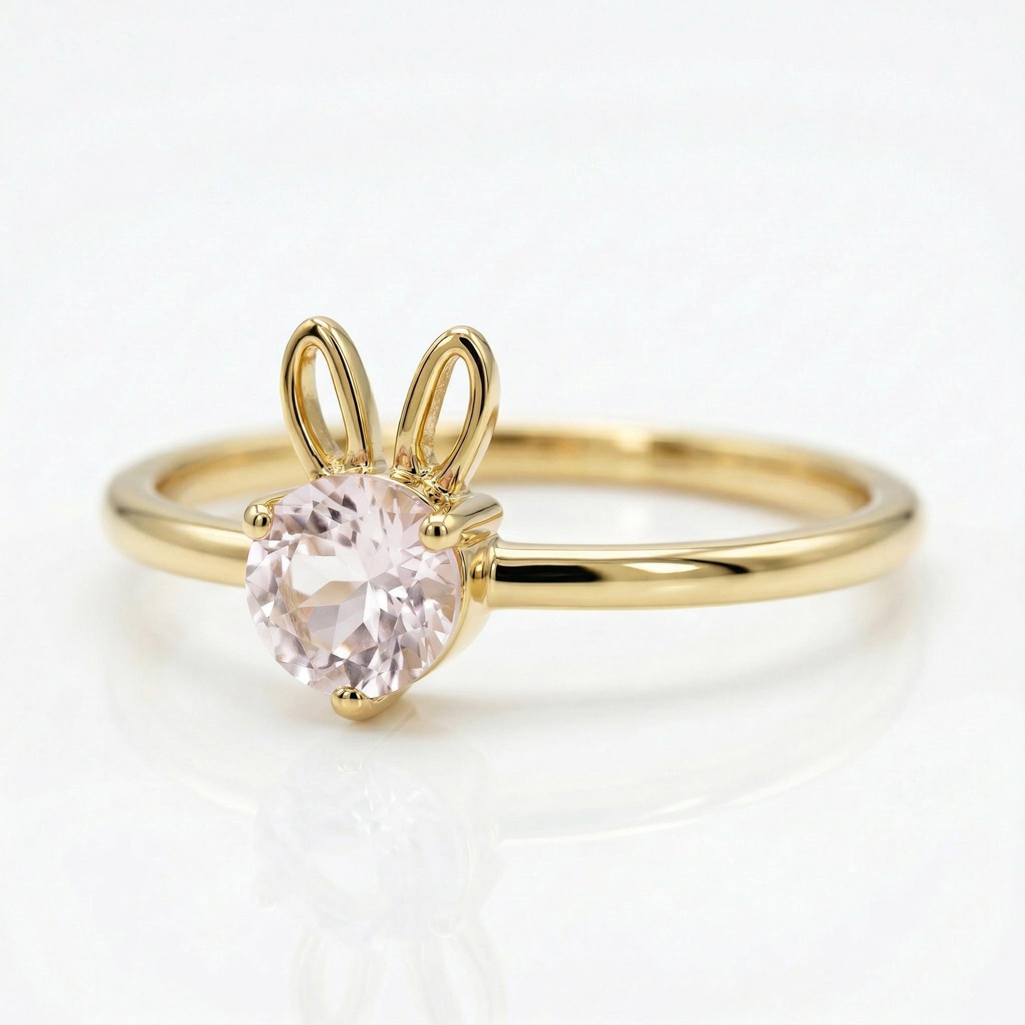 October Birthstone Bunny Ring 14k Gold - Opal or Pink Tourmaline - Melt'm Jewelry