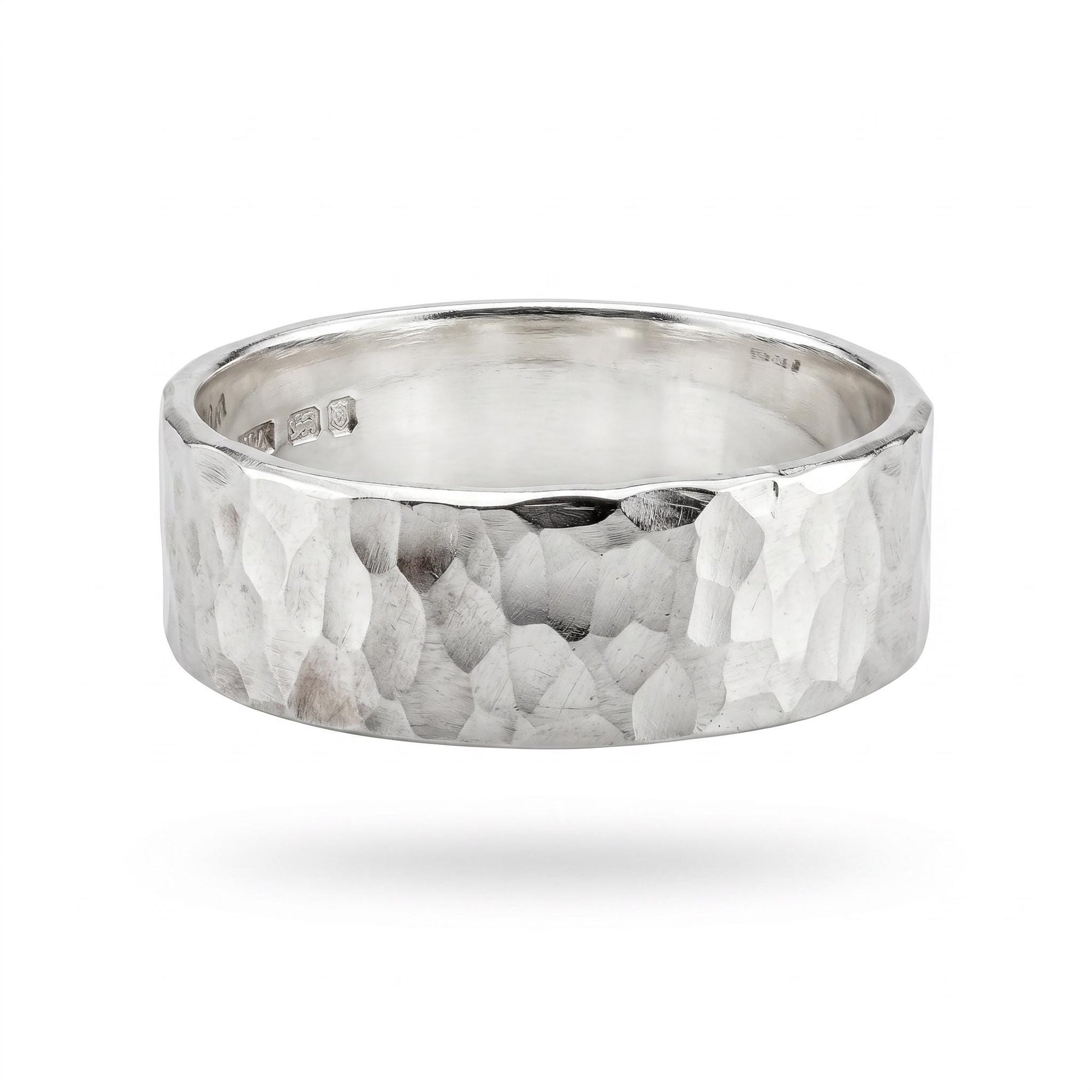 6mm Large Hammered Sterling Silver Band