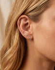 14k Solid Gold Arrow Flat Back Earring, Cz Arrow Jewelry