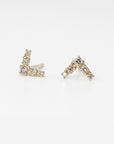 14k Gold Diamond Chevron Stud Earrings (SINGLE or PAIR) - Melt'm Jewelry