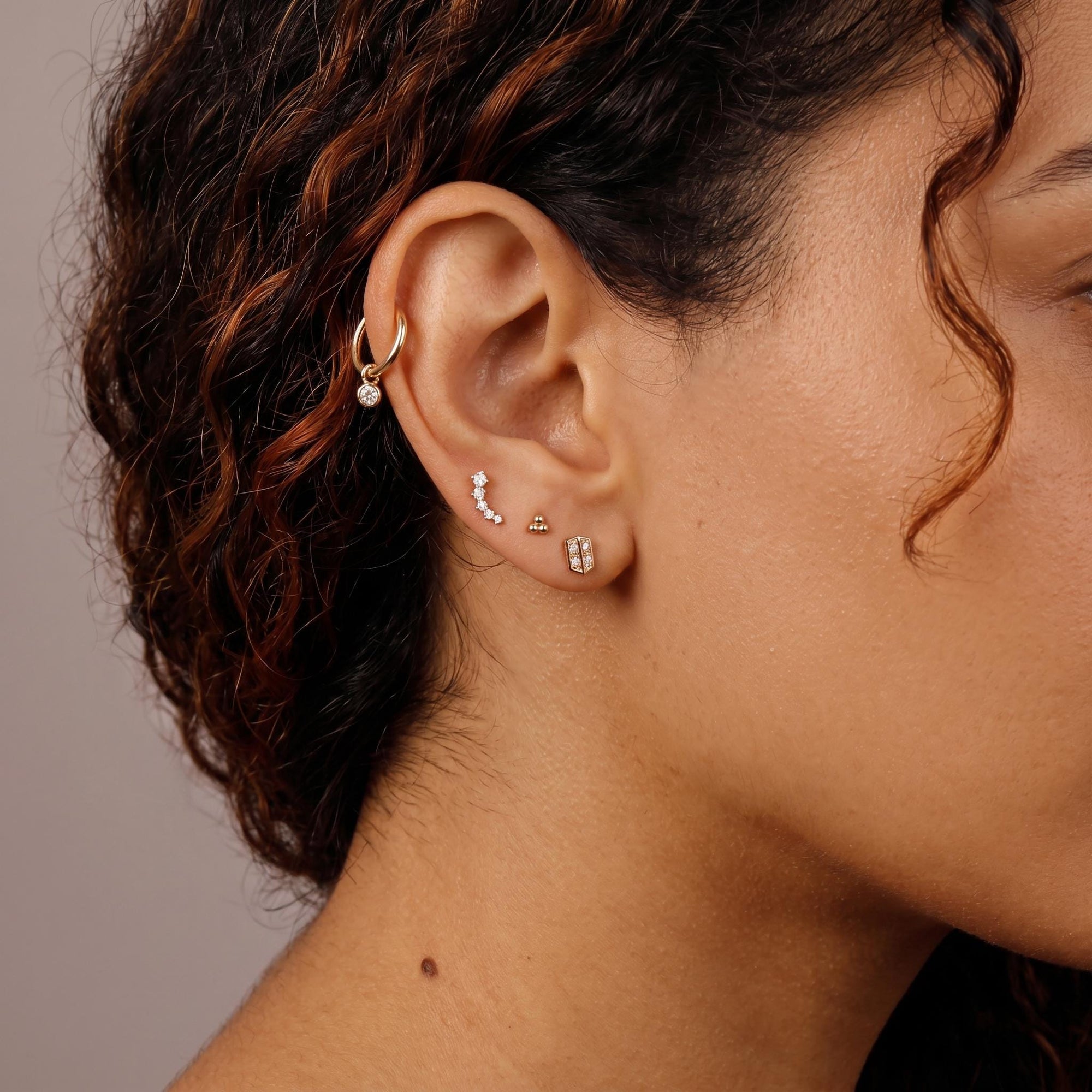 CZ Curved Bar Ear Piercing, Flat Back internally threaded labret studs (SINGLE or PAIR) - Melt'm Jewelry